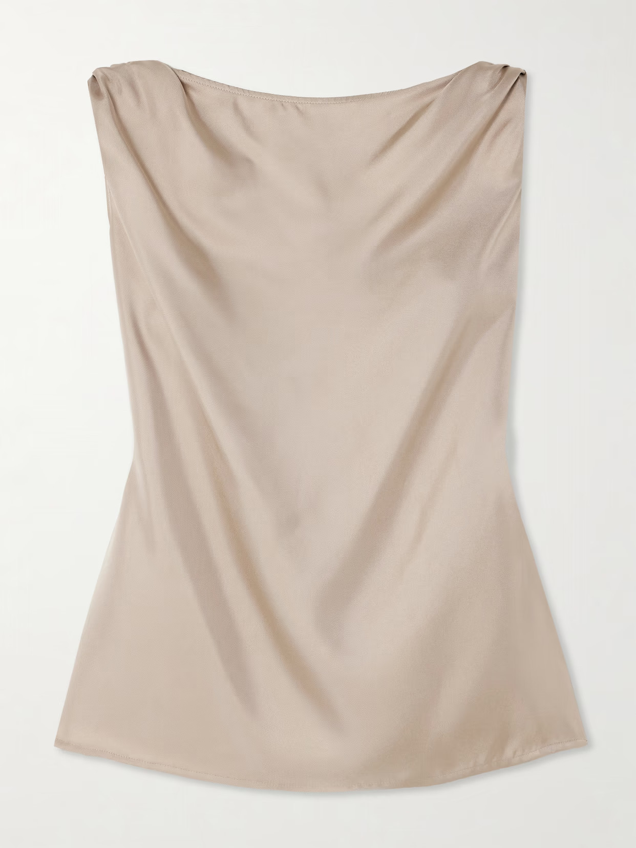 Loulou de Saison - Remy Knotted Silk-twill Top - Neutrals | NET-A-PORTER (US)