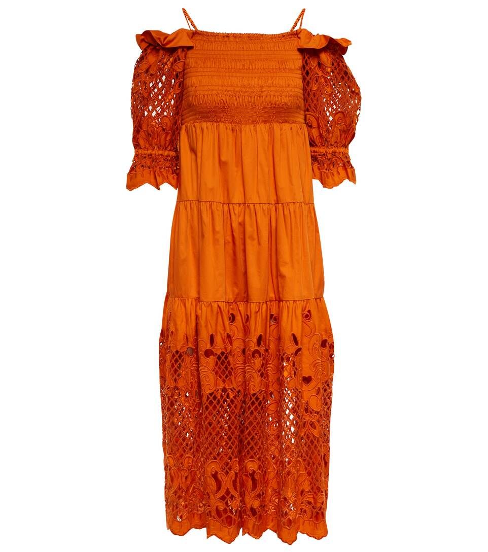 Embroidered cotton poplin midi dress | Mytheresa (US/CA)