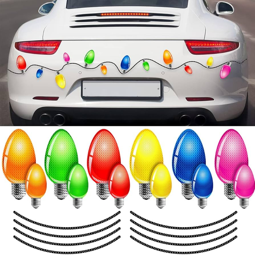 Blulu 20 Pcs Reflective Christmas Easter Car Magnets Set, Xmas Easter Holiday Lights Bulb Magnet ... | Amazon (US)