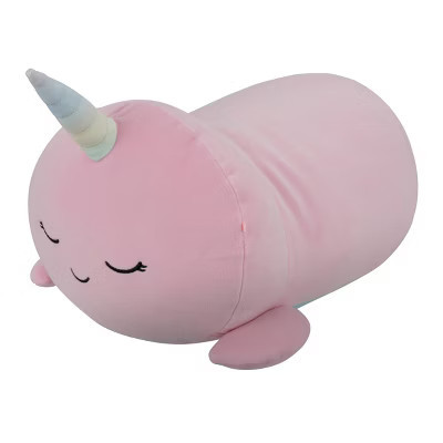 Squishmallows 14" Weighted Esme Pink Narwhal Fuzzy Rainbow Belly Sleepmallow Stuffed Animal | Target