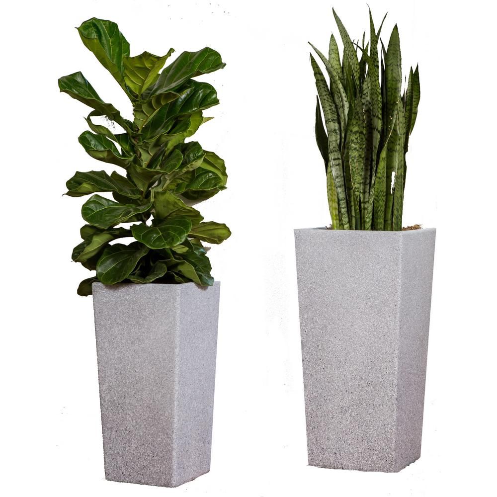 Xbrand 29 in. Tall and 24 in. Tall Grey Modern Nested Square Flower Concrete Pot Planter (Set of ... | The Home Depot