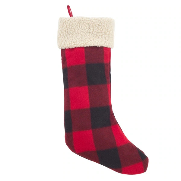 Classic Red And Black Buffalo Plaid Stocking With Sherpa Cuff | Bed Bath & Beyond