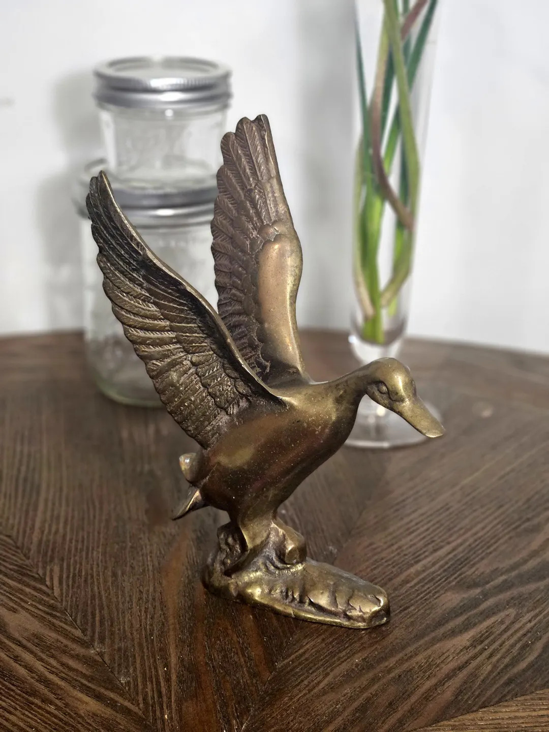 Vintage Brass Duck Mid-flight Figurine | MCM Home Decor | Solid Brass Bird Sculpture | Lodge Rust... | Etsy (US)
