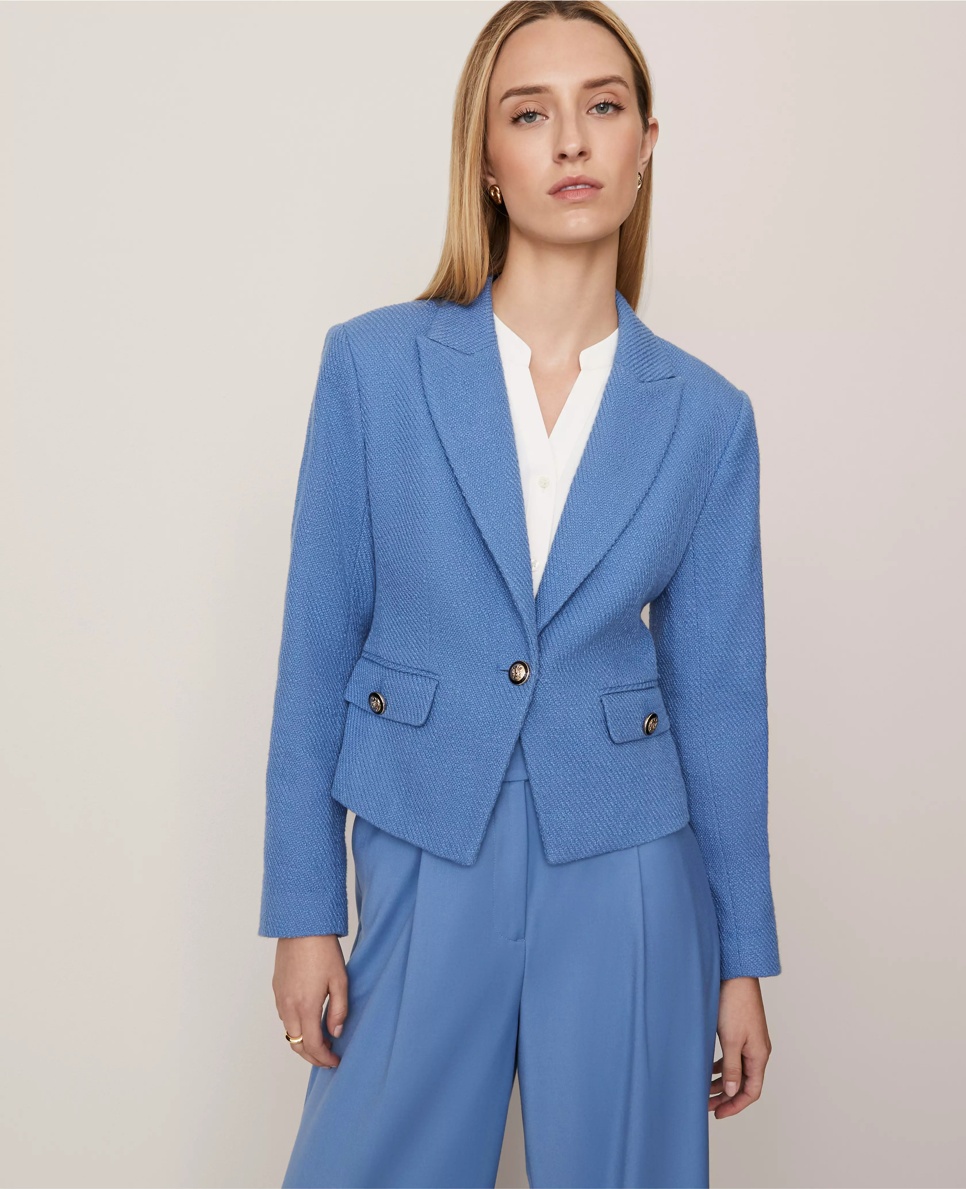 The Petite Cutaway Blazer in Tweed | Ann Taylor