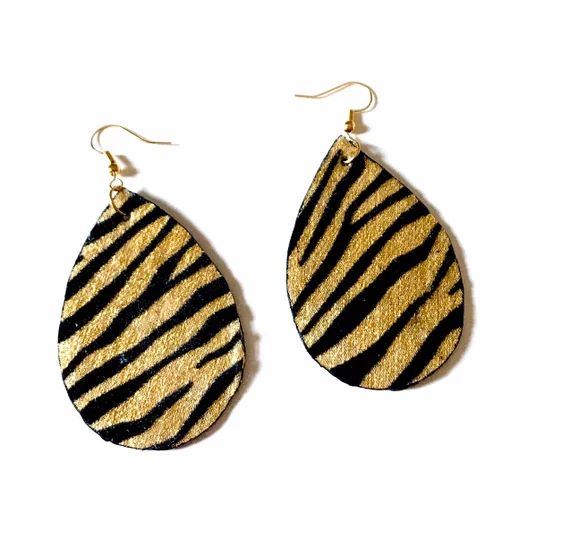 Tiger Stripe Earrings, Animal Print Earrings, Teardrop Earrings | Etsy (US)