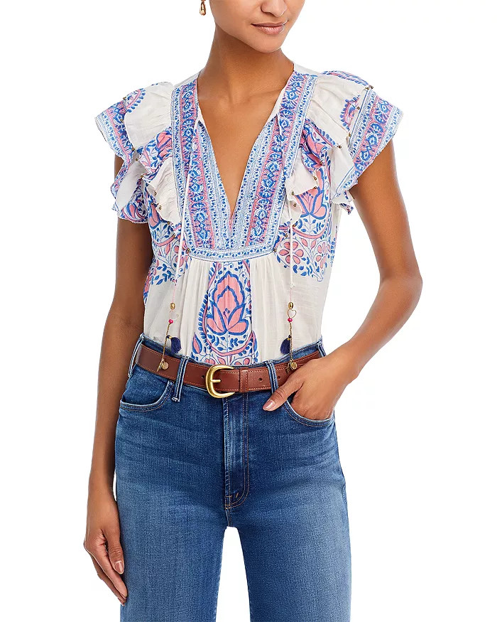 Kiara Printed Flutter Sleeve Top | Bloomingdale's (US)