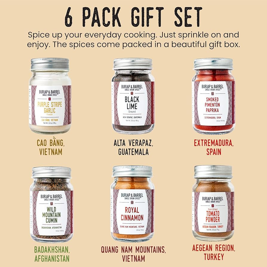 Burlap & Barrel 6-Pack Spice Gift Set - As Seen On Shark Tank! - 6 Spices Selected for the Curiou... | Amazon (US)