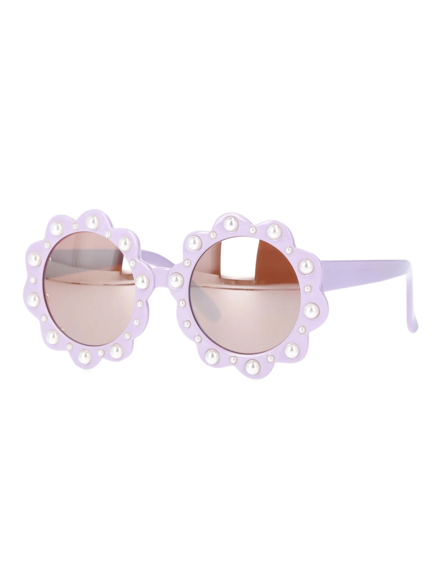 Justice Girl's Flower Frame Sunglasses with Faux Pearls, Purple | Walmart (US)