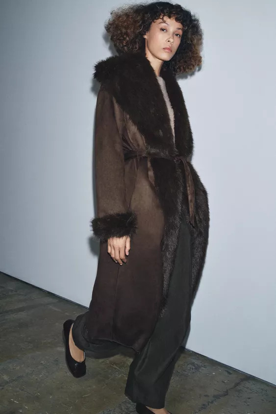 BELTED FAUX FUR COAT ZW COLLECTION | Zara UK