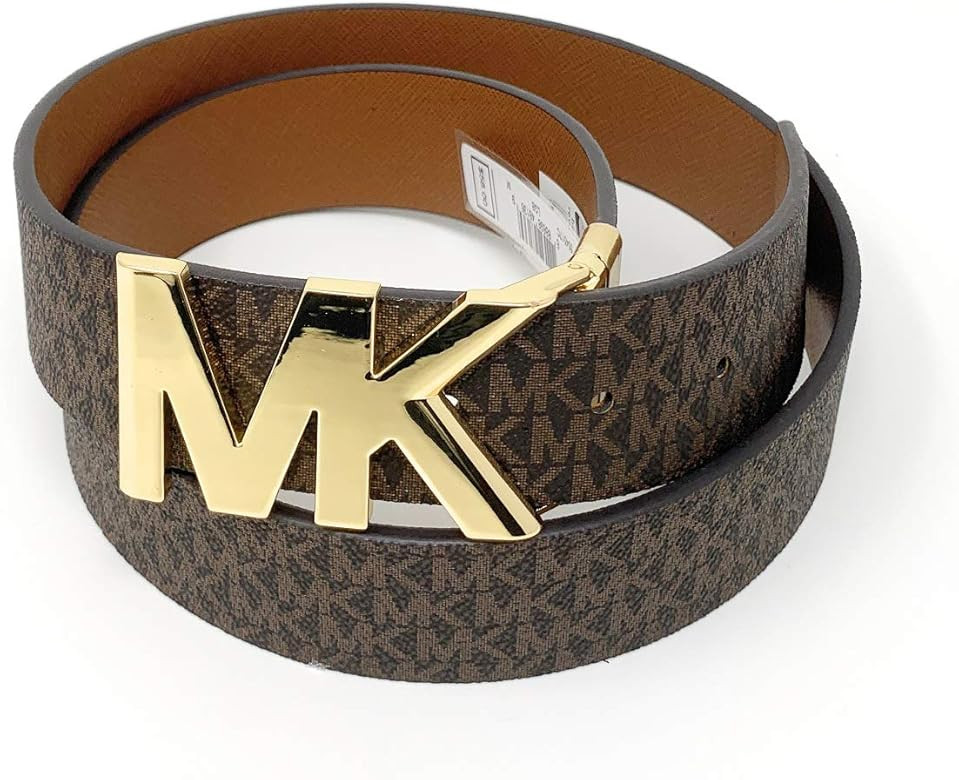 Michael Kors Womens Reversible MK Logo Belt Brown/Brown (S) | Amazon (US)