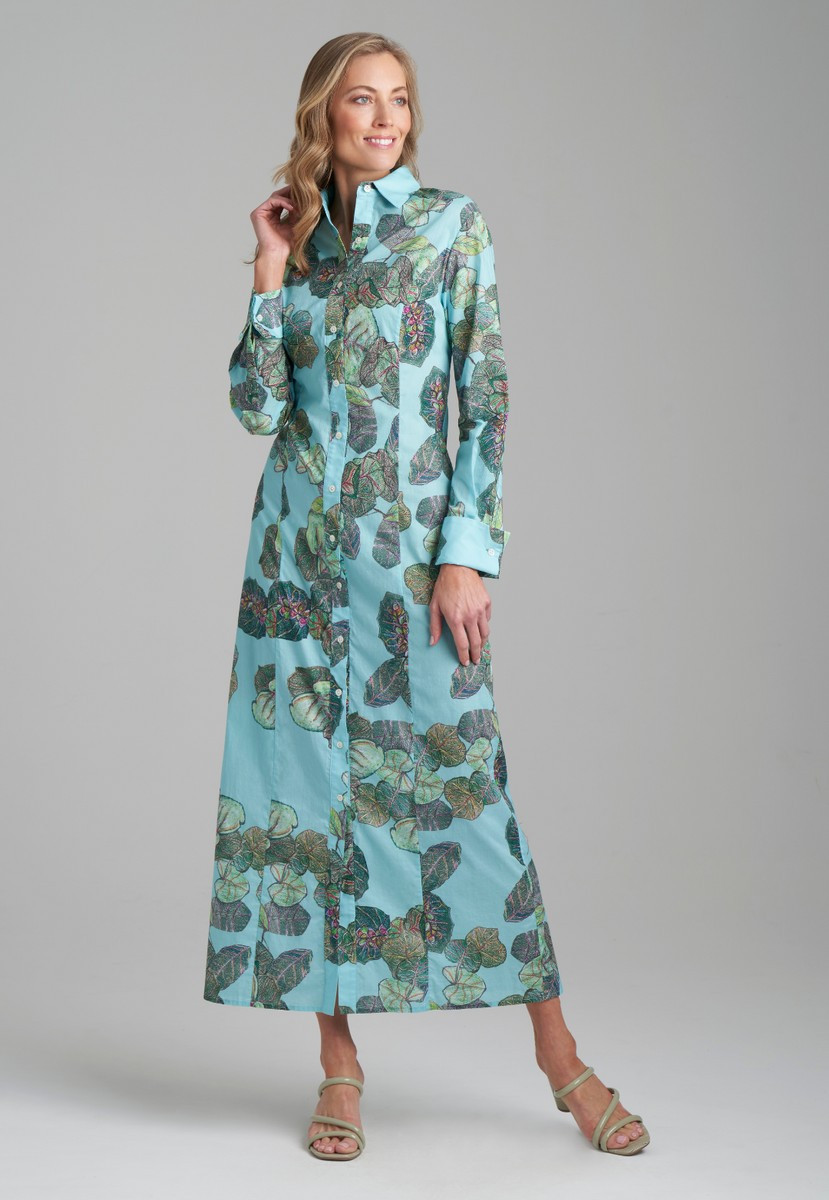 Kathe Cotton Dress in Green Island | Ala von Auersperg