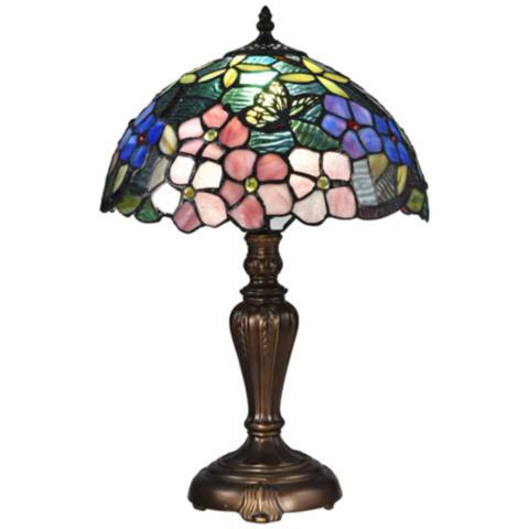 Dale Tiffany Fox Peony 19" High Bronze Tiffany-Style Accent Table Lamp | Lamps Plus