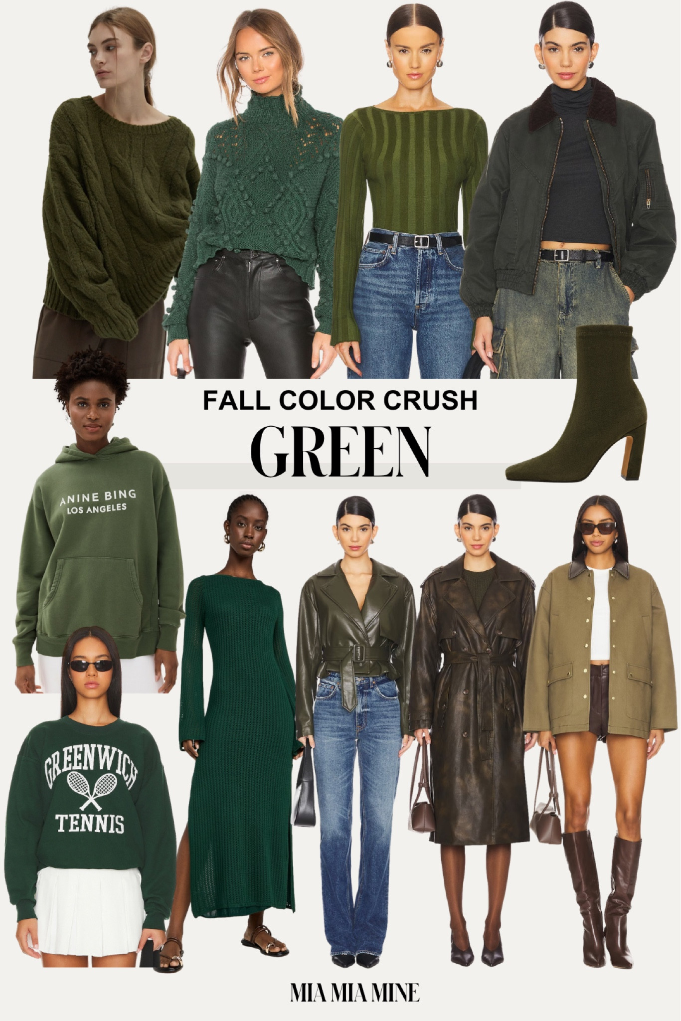 Fall trends I’m loving - all things green 
Green sweaters
Anine bing green hoodie
Revolve green barn jacket 
Olive faux leather jacket 
Olive green boots 

#LTKFindsUnder100 #LTKStyleTip #LTKSeasonal