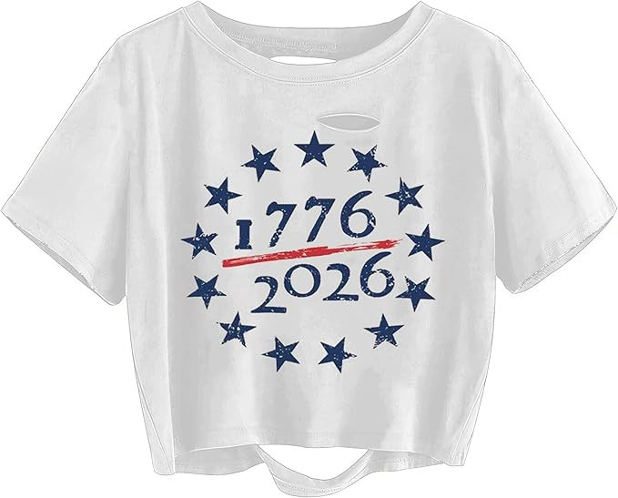 USA Shirts for Women 4th of July Crop Tops American Patriotic Tshirts 250 Anniversary USA Short S... | Amazon (US)