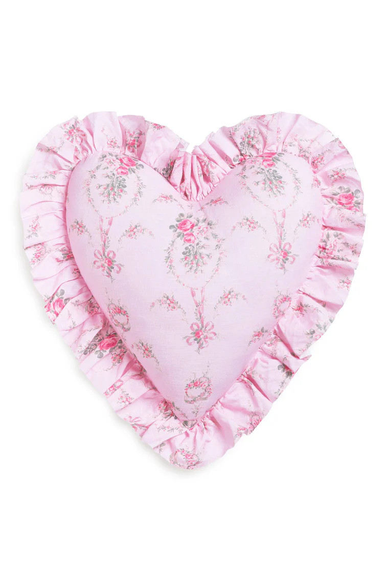 Heart Shape Festive Ruffle Pillow | LoveShackFancy