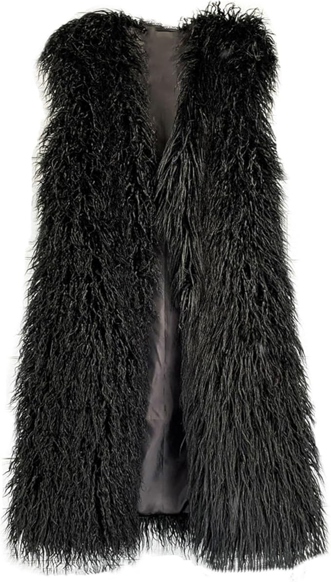Lisa Colly Women's Winter Overcoat Sleeveless Fluffy Faux Fur Vest Coat Long Jacket | Amazon (US)