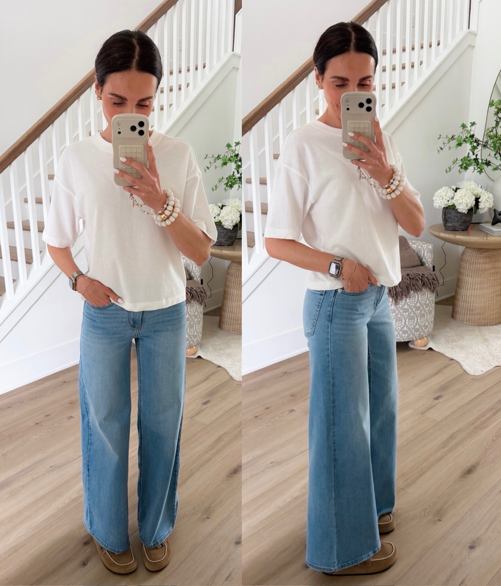 These wide leg jeans are so flattering and easy to style. Paired with a simple tee and neutral shoes for an effortless everyday look I keep reaching for.

wide leg jeans, casual outfit, everyday style, simple outfit, neutral outfit, spring outfit, denim outfit, minimal style, effortless look, annabrstyle

#LTKSeasonal #LTKOver40 #LTKootd