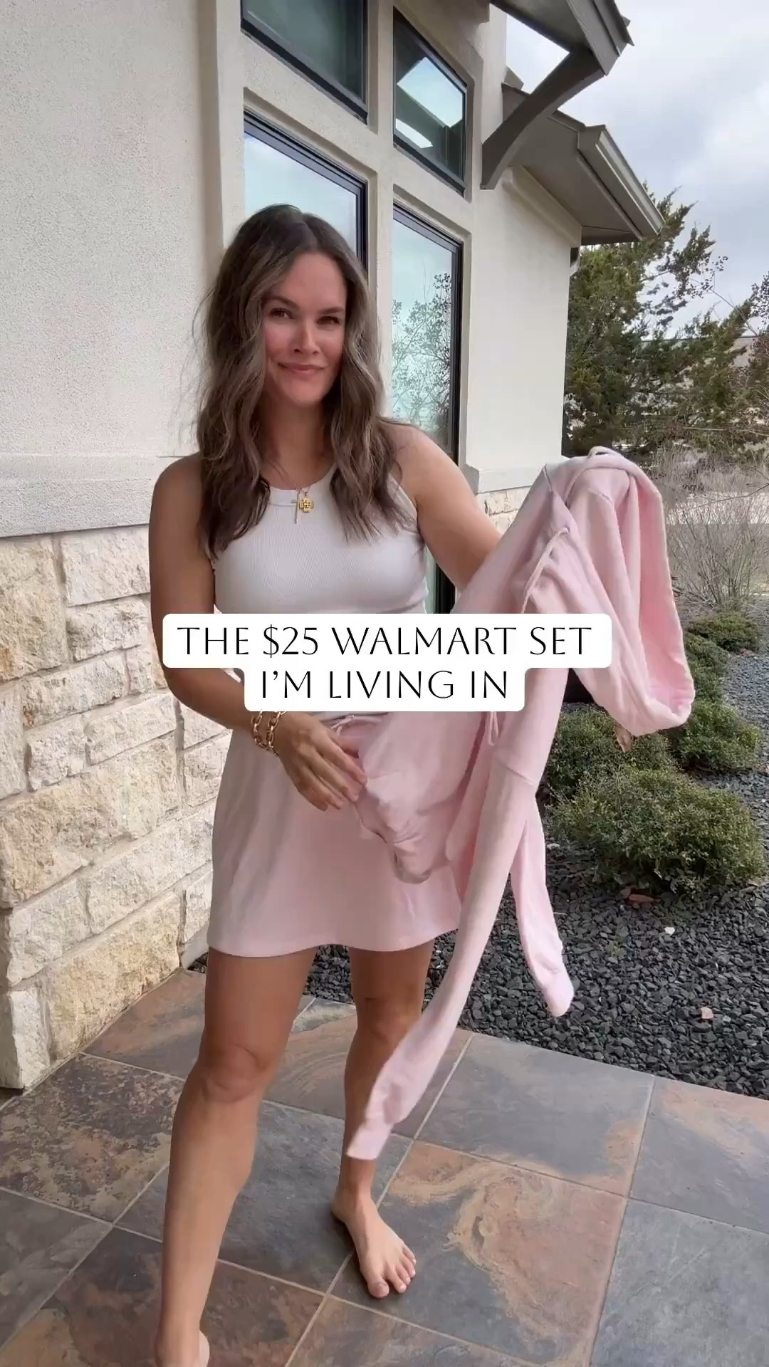 $25 Walmart set that looks straight out of Aerie 🤍 The cutest skort + sweatshirt matching set in pale pink & gray—comfy, flattering, and the easiest one-and-done spring outfit.

#LTKSaleAlert #LTKgrwm #LTKootd