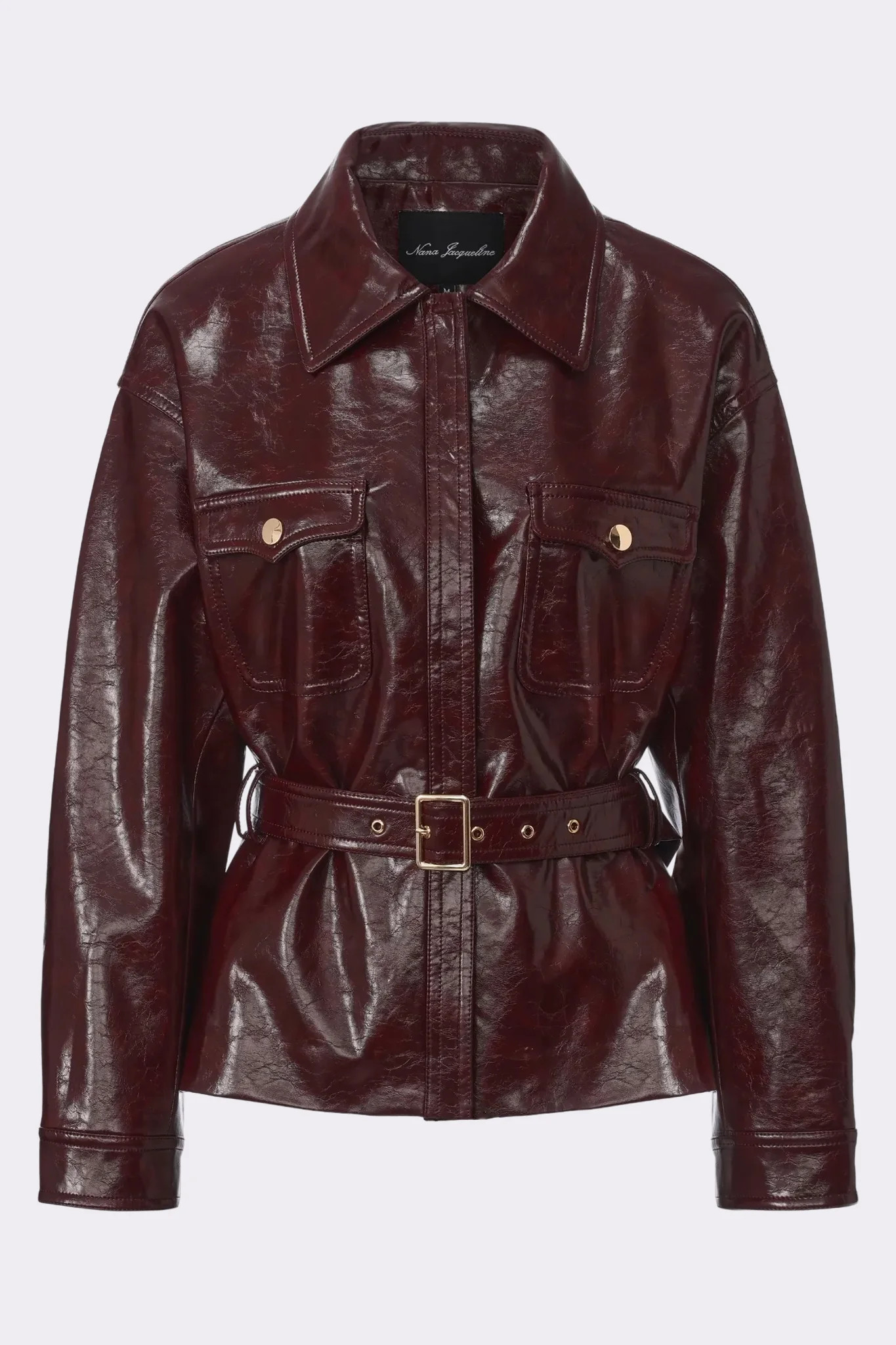 Isabella Vegan Leather Jacket (Claret) | Cropped Red Leather Jacket | Nana Jacqueline