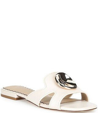 Ramie Lizard Print Leather Ornamented Flat Sandals | Dillard's