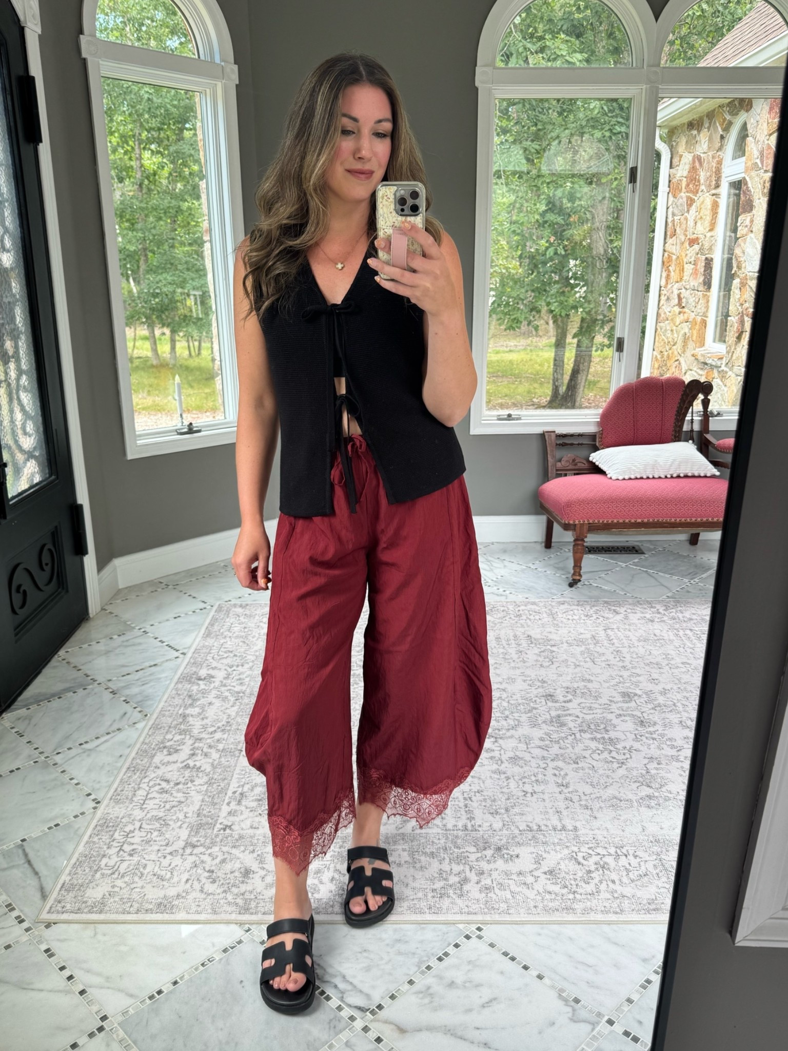 Fall outfits don’t always have to mean sweaters 🍂🤎

This crochet tie-front tank + balloon lace-trim trousers is giving the perfect early fall vibe, especially paired with my favorite black sandals. Effortless, a little feminine, and so easy to dress up or down.

The kind of outfit I want to wear all season long 🤎

fall outfit, early fall outfit, fall fashion, women’s fall style, crochet tank top outfit, tie front tank top, lace trim pants, balloon trousers, wide leg trousers, black woven sandals, neutral fall outfit, casual fall outfit, elevated casual outfit, fall outfit ideas, seasonal style

#LTKootd #LTKmomlife #LTKSeasonal