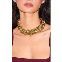 Gold Extra Chunky Chain Detail Necklace | PrettyLittleThing US