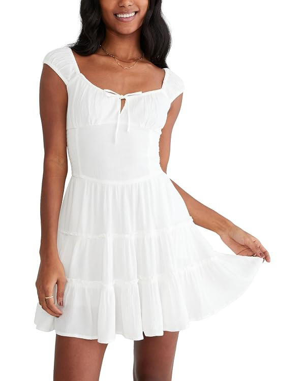 Aeropostale Women's Smocked Waist Short Sleeve Mini Dress | Amazon (US)