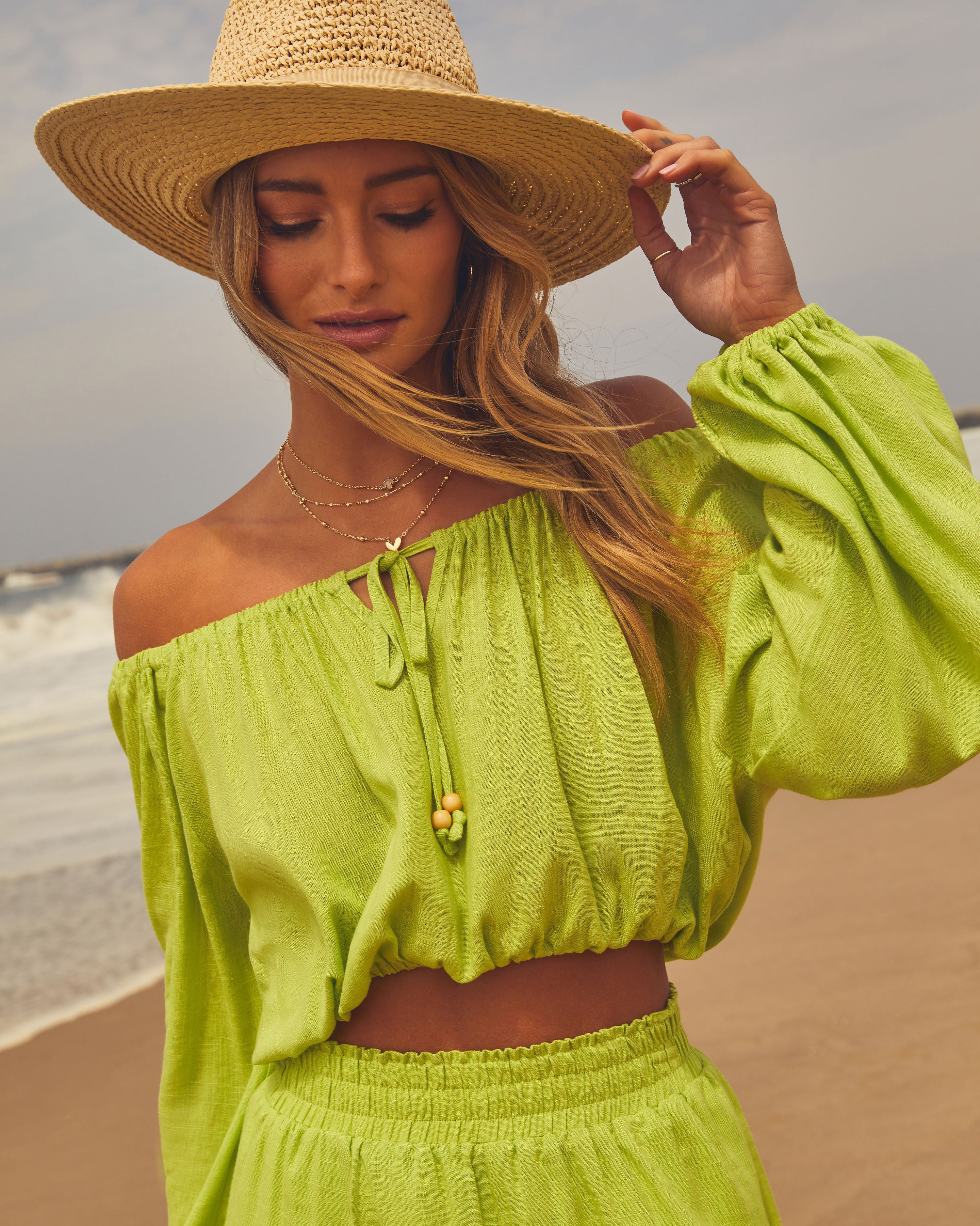 Elysia Off The Shoulder Long Sleeve Crop Top | VICI