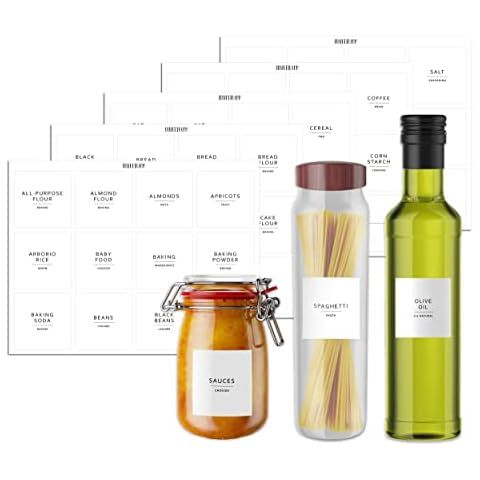 308 Kitchen Pantry Labels for Food Containers, 3 Sizes White Minimalist Labels for Organizing, Fo... | Amazon (US)