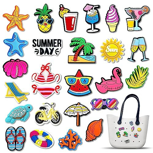 Garetheora Charms for Bogg Bag Bag Beach Tote Bag Rubber Beach Bag, Decoration Charms for Girls Women Bag Accessories (Summer) | Amazon (US)