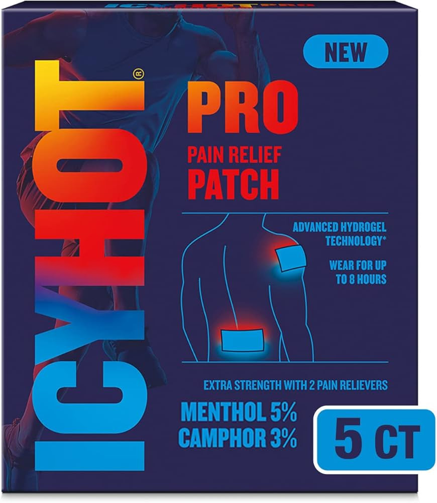 Icy Hot Pro No-Mess Pain Relief Patches with Menthol & Camphor & Advanced Hydrogel Technology, 5 ... | Amazon (US)