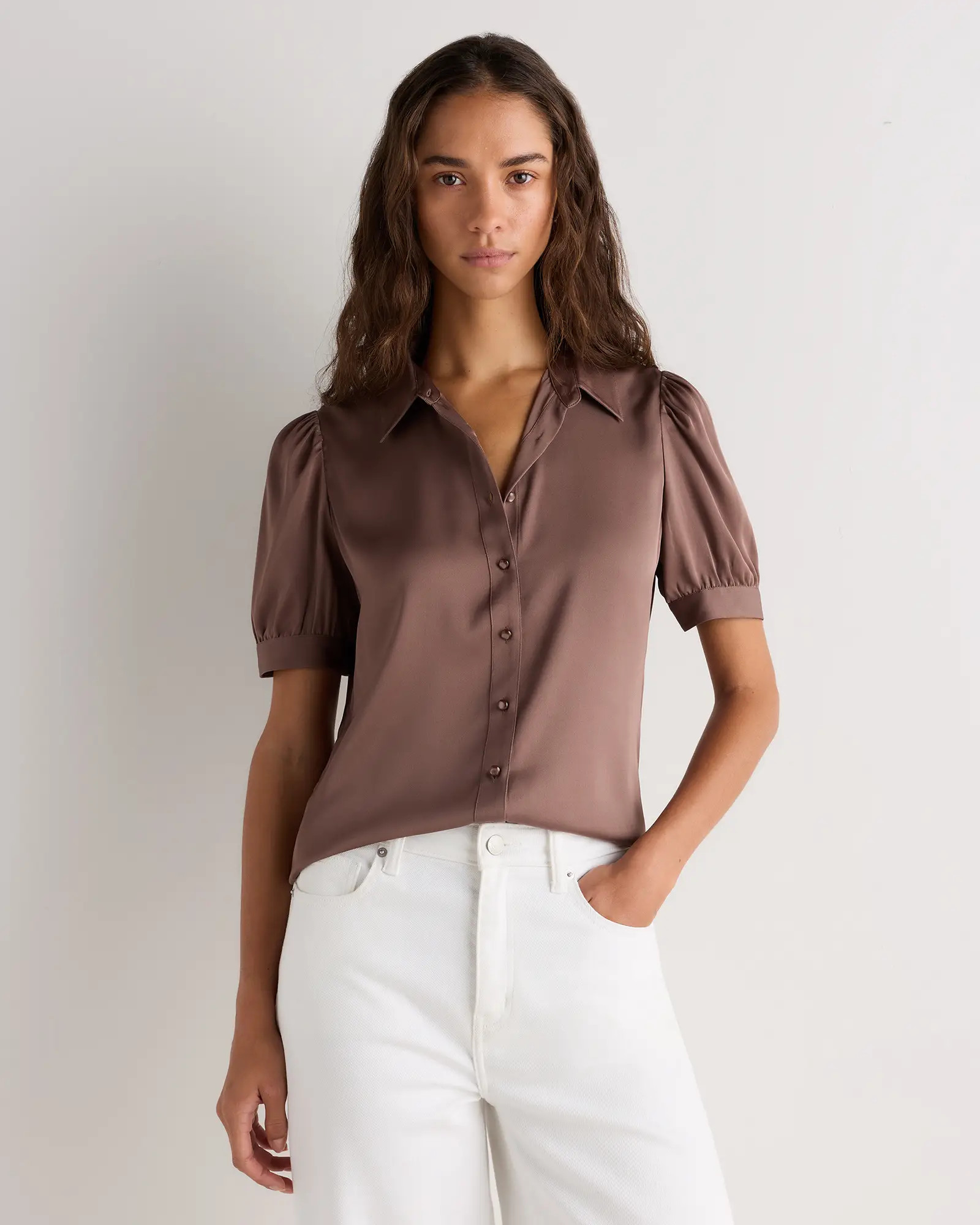 Washable Stretch Silk Puff Sleeve Blouse | Quince