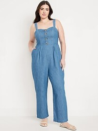 Button-Front Linen-Blend Cami Jumpsuit | Old Navy (US)