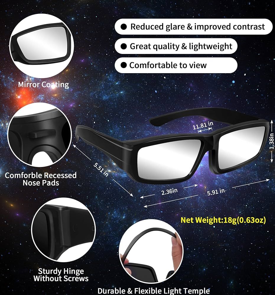 Solar Eclipse Glasses 2024-3 Pack,CE & ISO 12312-2 Certified Solar Viewing Glasses,Total Eclipse ... | Amazon (US)