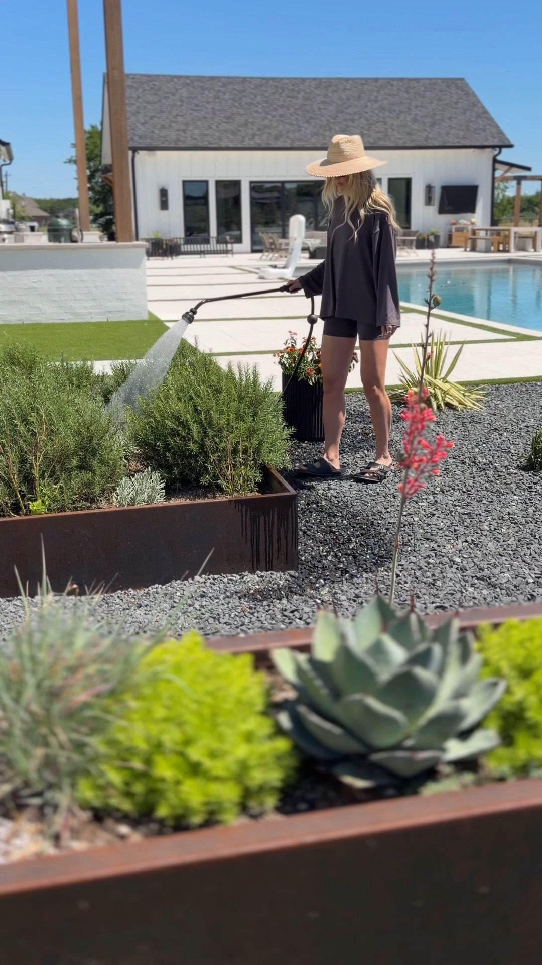 Monday morning views 🌿

The garden beds are filling in, the pool is getting plenty of use, and I’m trying to stay ahead of the Texas heat. These corten steel planters have been one of my favorite additions to the backyard. They add so much texture.

modern backyard, luxury backyard, backyard design, poolside decor, outdoor living, outdoor oasis, corten steel planters, garden inspiration, modern landscaping, backyard landscaping, pool house, resort style backyard, outdoor styling, neutral home, outdoor entertaining, luxury outdoor living, backyard refresh, drought tolerant plants, rosemary garden, modern farmhouse exterior, outdoor decor, backyard inspiration, Veradek planters, Texas backyard, outdoor space design

#LTKHome #LTKSaleAlert #LTKdayinmylife