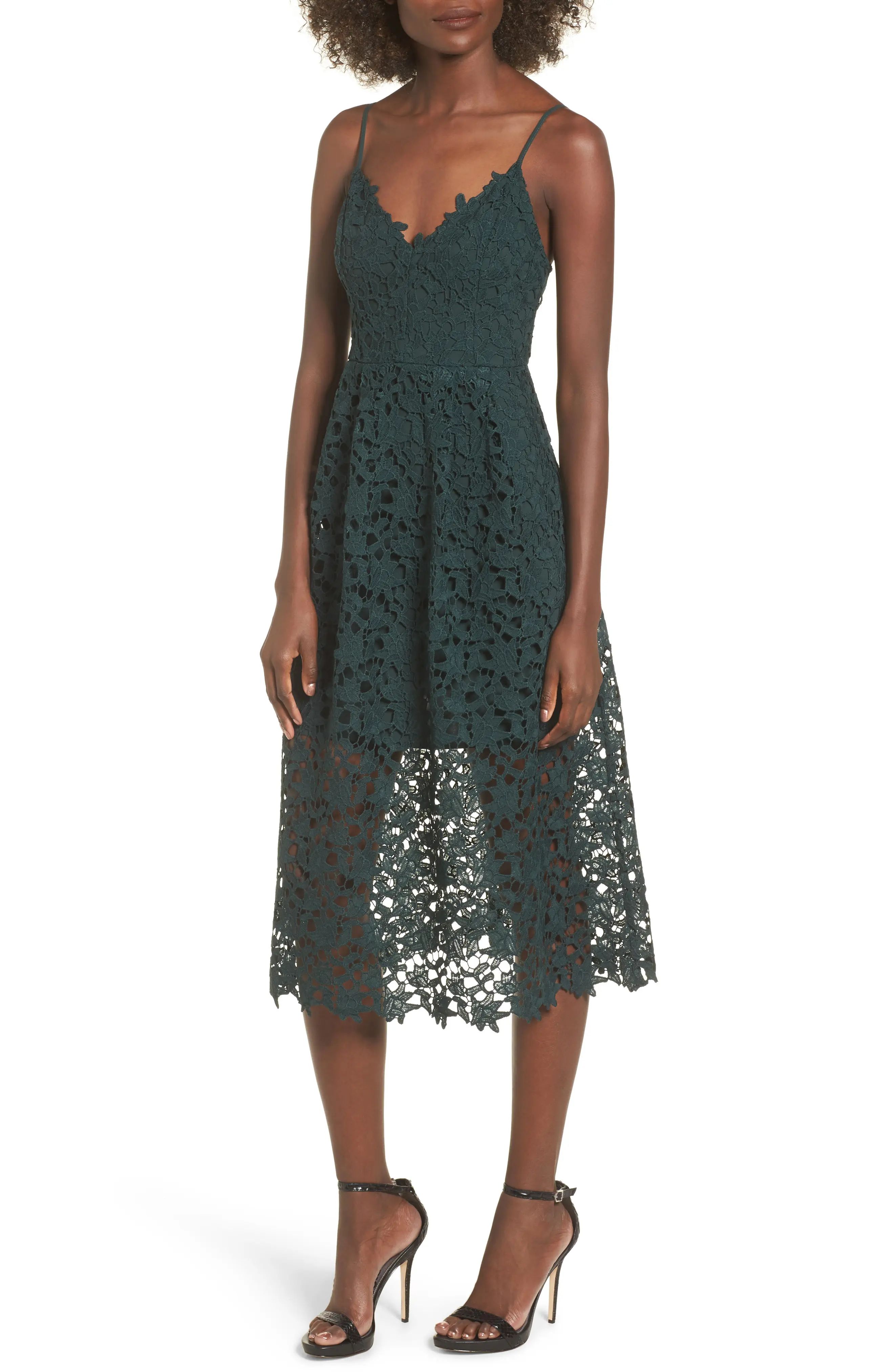 Women's Astr The Label Lace Midi Dress, Size XX-Large - Green | Nordstrom