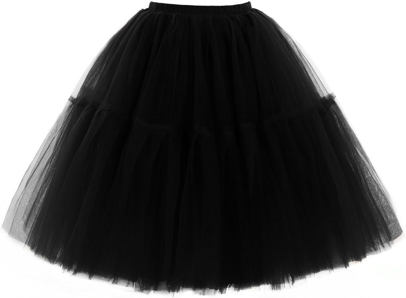 Lady's Tutu Skirt Soft Tulle Half Slips Knee Length Underskirt 18 Colors | Amazon (US)