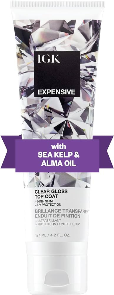 IGK EXPENSIVE Clear Gloss Top Coat | Shine + Strengthen + Smooth | Vegan + Cruelty Free | 4.2 Oz | Amazon (US)