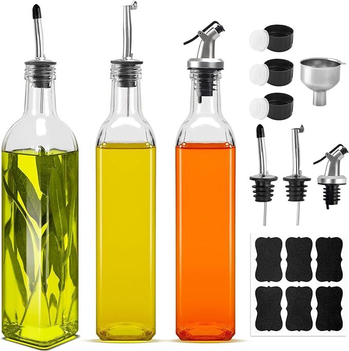 BAKHUK 17oz 500ml Glass Oil Dispenser Olive Oil Bottles for Kitchen Cooking Oil and Vinegar Cruet... | Amazon (US)