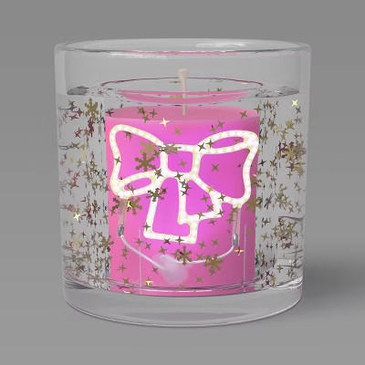 Christmas Gel LED Bow Candle Sugared Pink Peppermint - Wondershop™ | Target