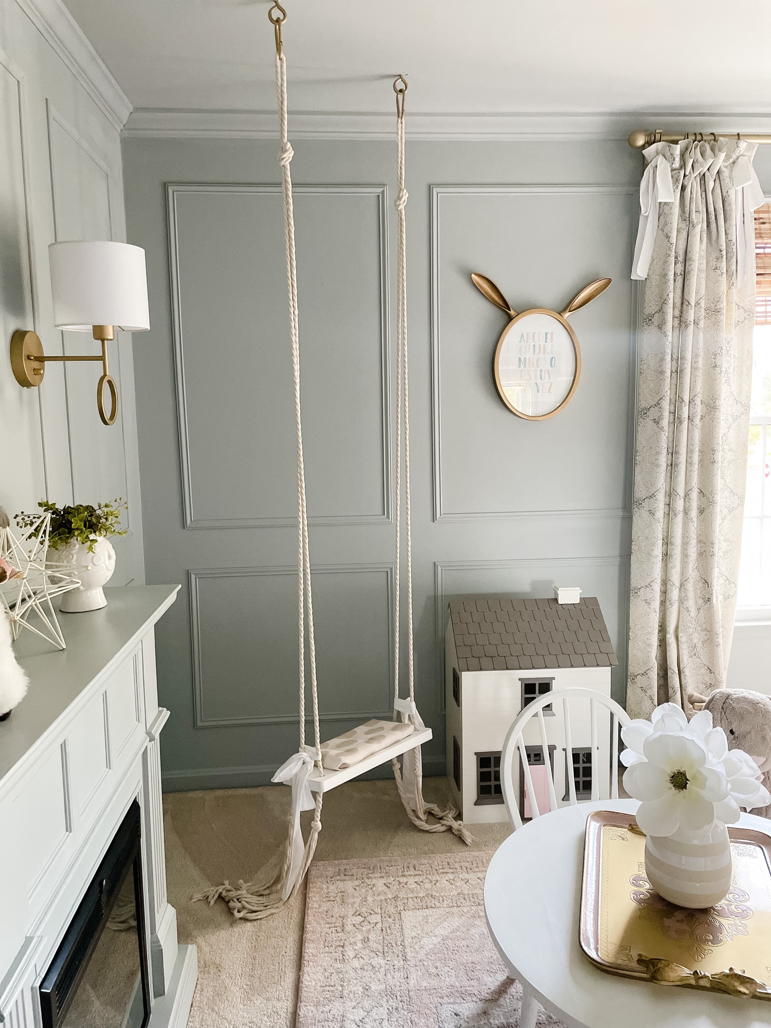 Girls bedroom ideas 
Indoor swing , sconce, rug, kids table set, doll house 

#LTKhome #LTKkids