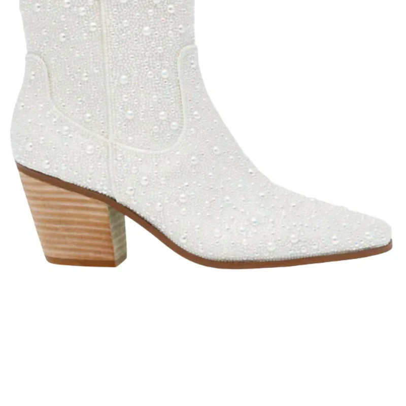 Betsey Johnson Diva Ankle Boot In Pearl White - White - 8.5 | Verishop