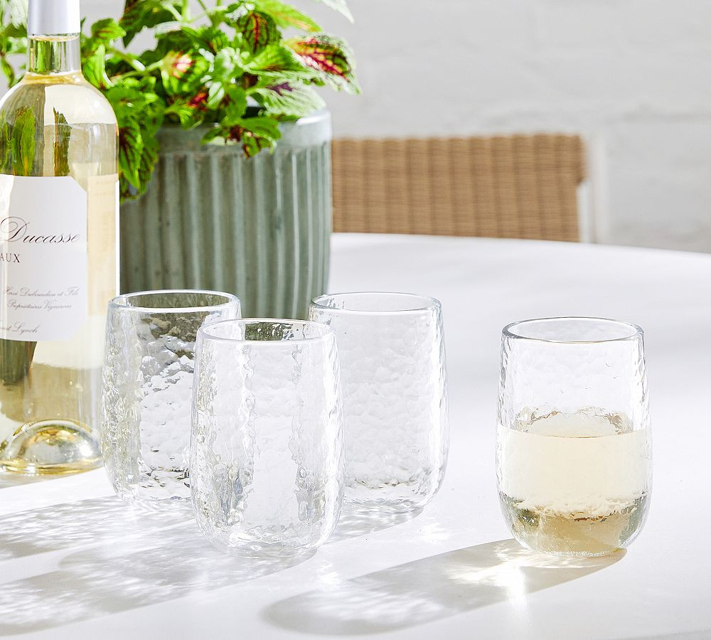 Hammered Outdoor Stemless Wine Glasses | Pottery Barn (US)