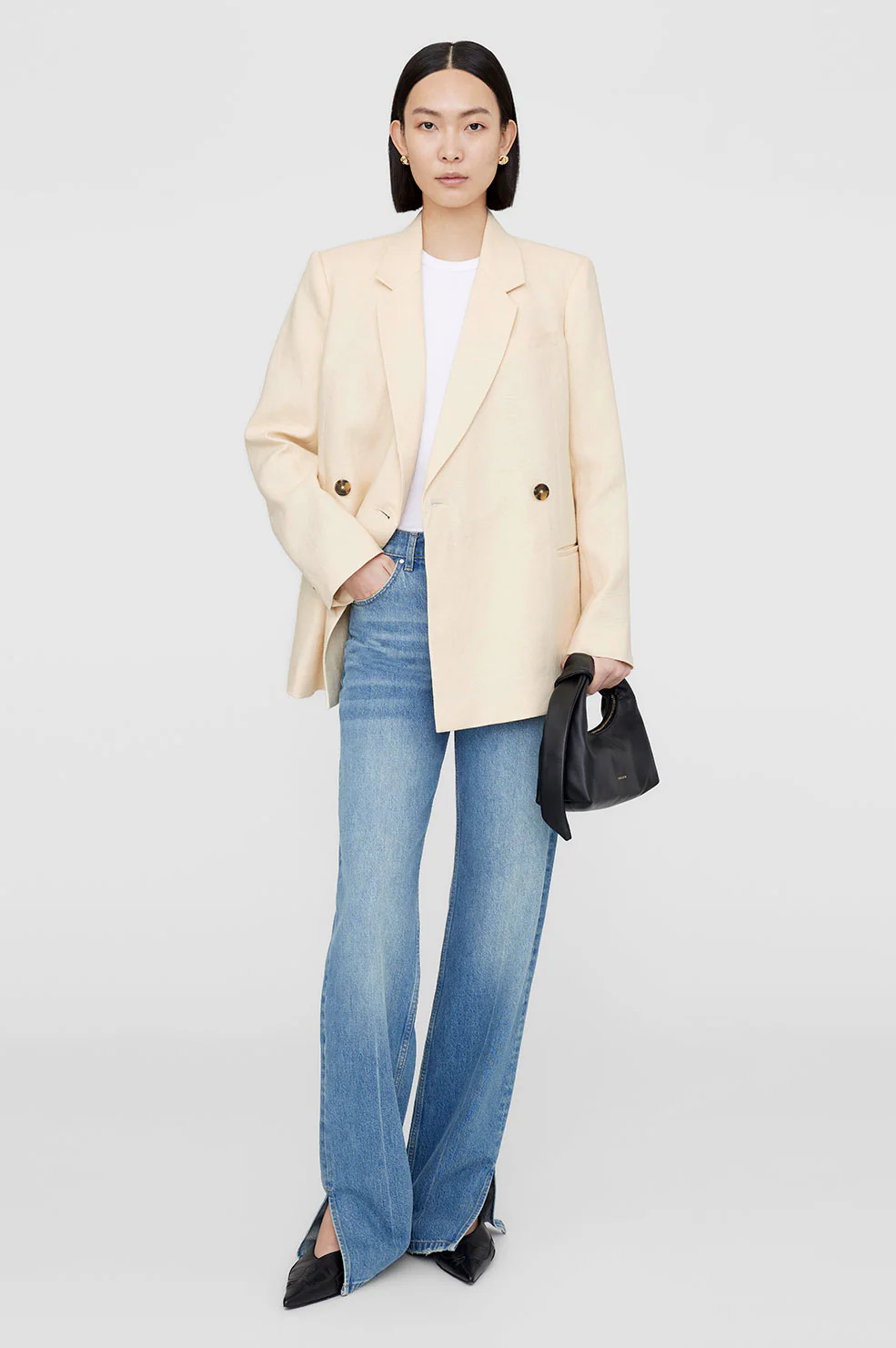 Kaia Blazer - Light Yellow Linen | Anine Bing