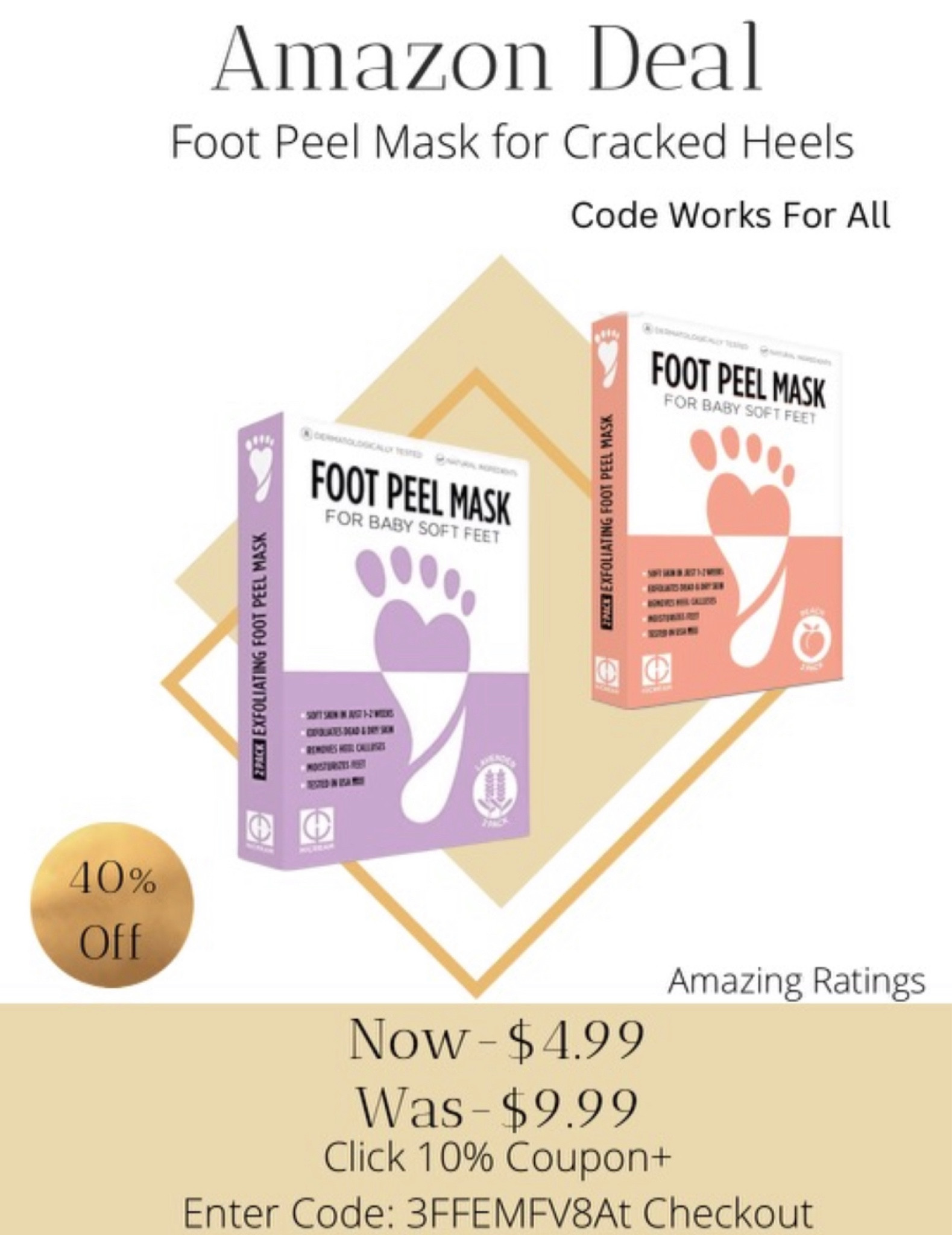 💥Amazon Deal‼️ 👣 
2 pack for only $4.98 
https://amzn.to/3xP8yjQ
40% off Code: 3FFEMFV8 + click 10% Coupon
🙋🏻‍♀️I just bought these Foot Peel Mask For Cracked Heels, Dead Skin & Calluses! ! I can’t wait to try these out! Five star reviews!

#LTKsalealert #LTKunder50 #LTKbeauty