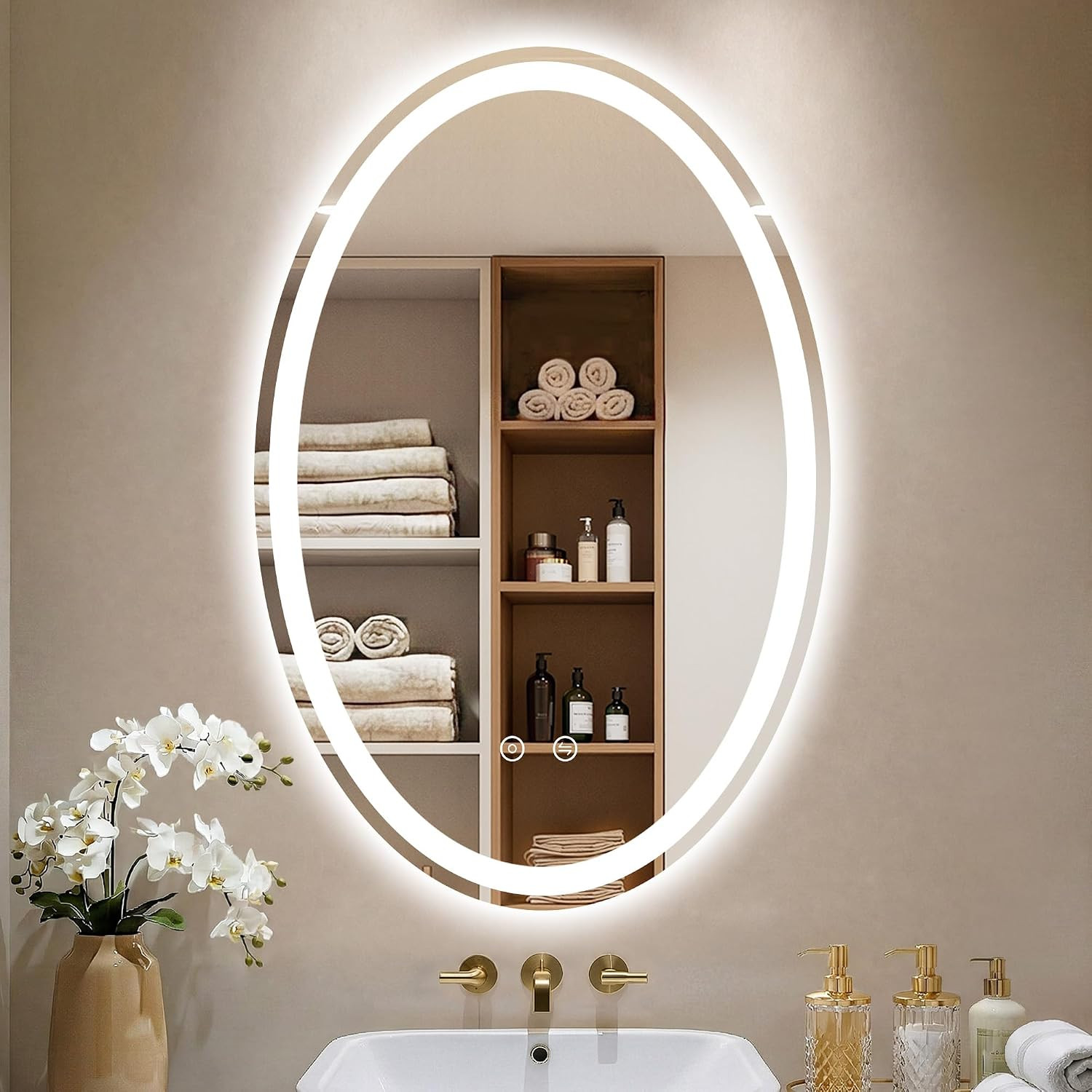 Oval LED Mirror for Bathroom,24x36 Lighted Vanity Mirror with Lights | Amazon (US)
