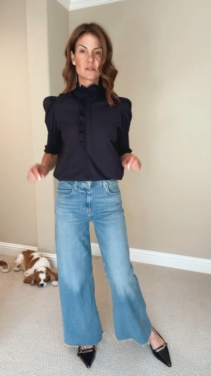My Favorite Fall Outfits.
1 Ruffle collar top, mid-rise wide leg jeans fit tts and patent leather sling backs flats
2. Gray sweater with white T-shirt attached, wide leg, jeans, fit tts, and silver ballet flats
3, Perfect travel outfit with ballet flat
4. Fitted black sweater, relaxed jeans, fit true to size, black loafers with a little twist and a leather crossbody bag
5. White ruffle colored top comes in other colors, cuffed jeans, and jacket

#LTKStyleTip #LTKOver40 #LTKFindsUnder100
