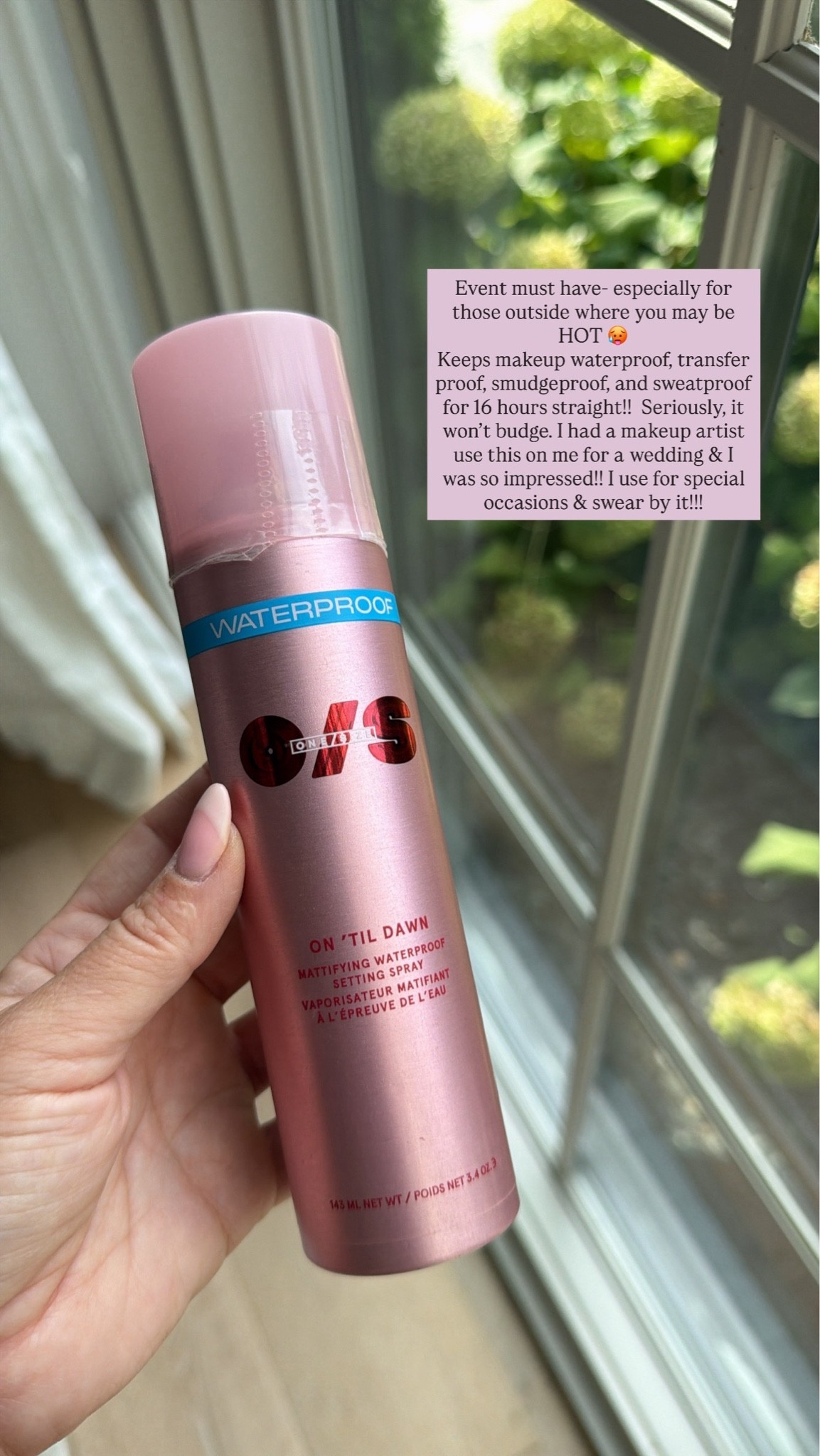 Event must have- especially for those outside where you may be HOT 🥵
Keeps makeup waterproof, transfer proof, smudgeproof, and sweatproof for 16 hours straight!!  Seriously, it won’t budge. I had a makeup artist use this on me for a wedding & I was so impressed!! I use for special occasions & swear by it!!!

#LTKBeauty #LTKgrwm