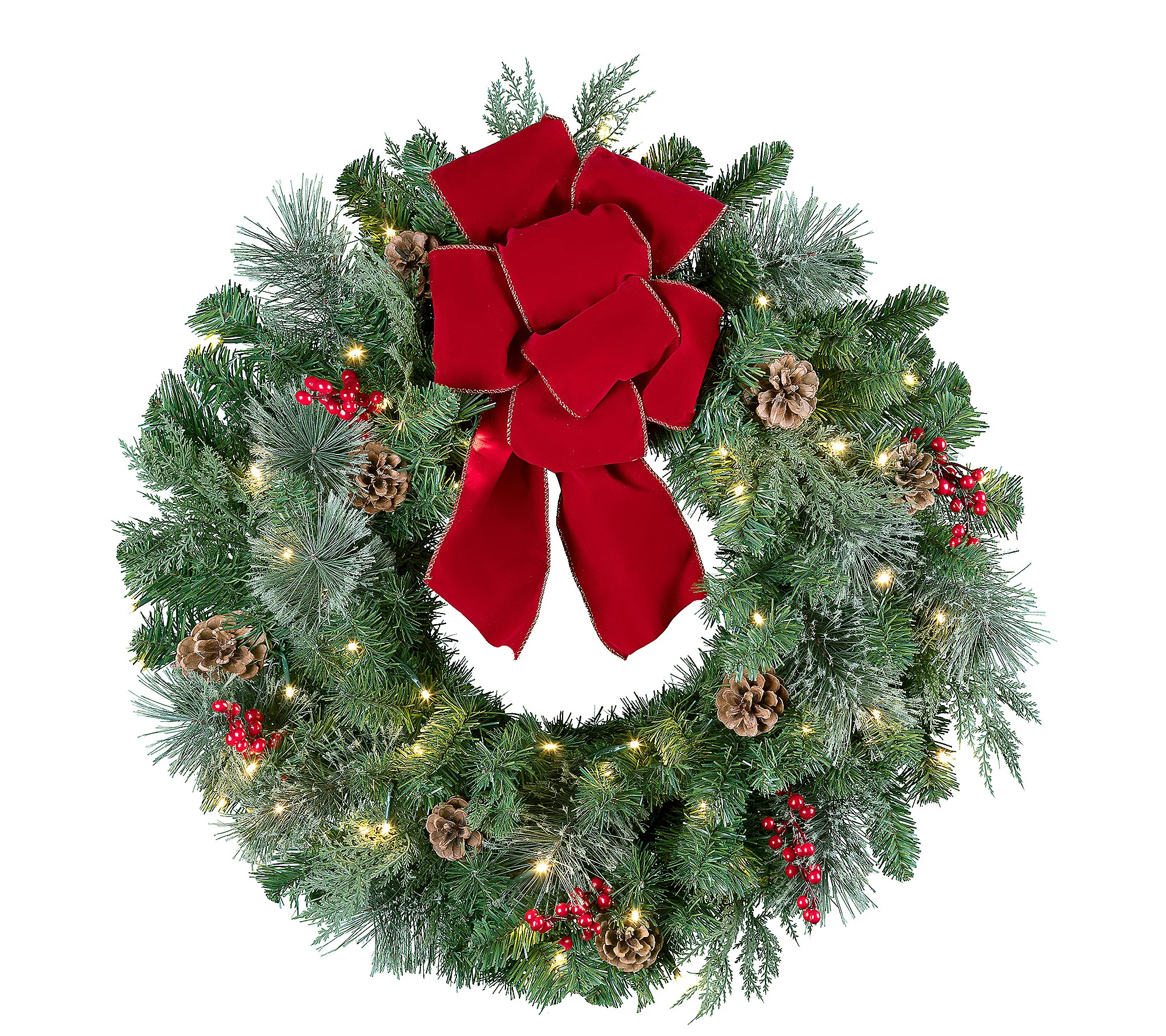 Haute Decor Classic 24"" Pre-Lit Berry & Pinecon e Wreath | QVC