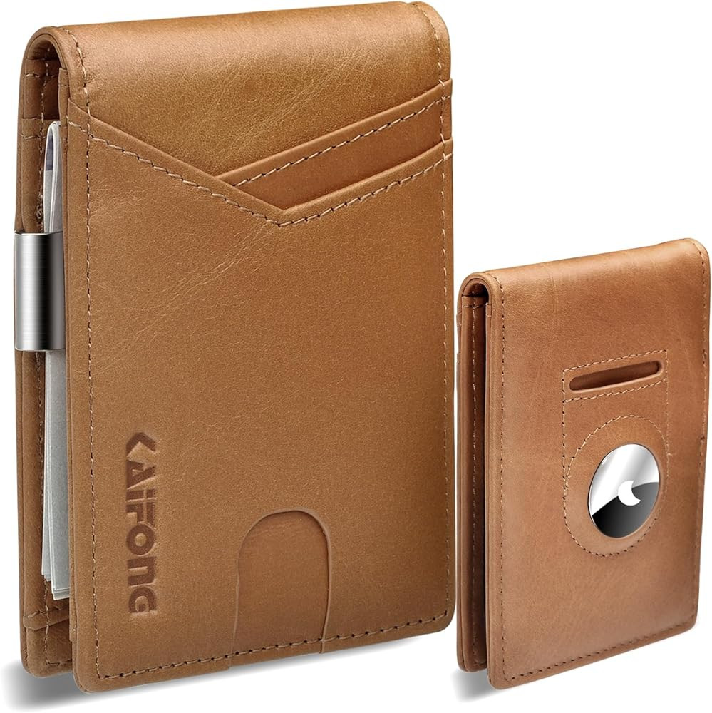 KAIFONG Mens Wallet With Airtag Holder for Apple Airtag Wallet Men with Money Clip & RFID Blockin... | Amazon (US)